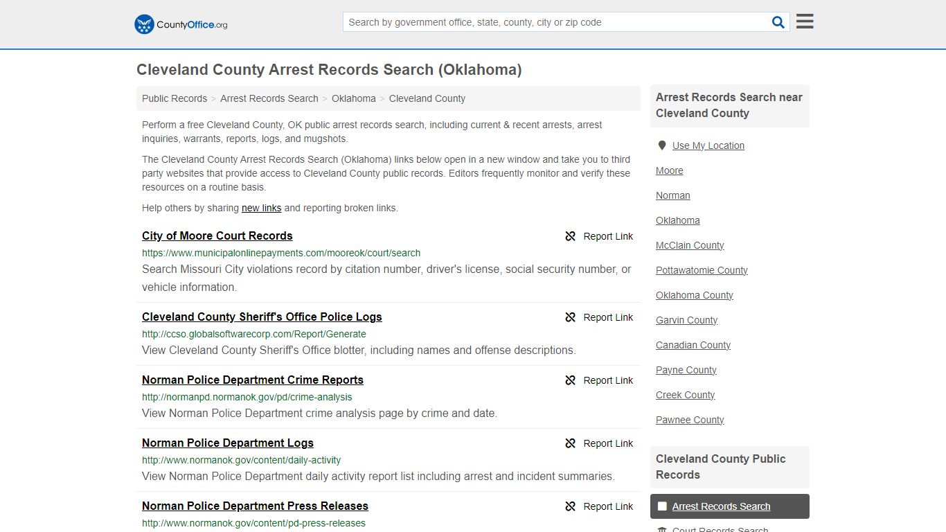 Cleveland County Arrest Records Search (Oklahoma)